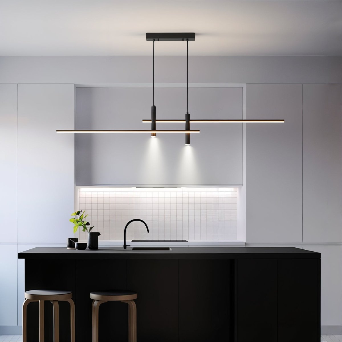 Modern LED Linear Pendant Light Adjustable Aluminum Design - Product detail 4