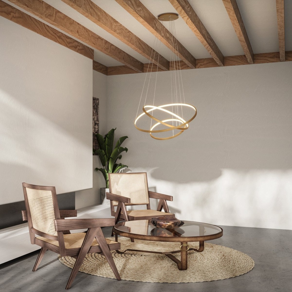 Modern LED Pendant Light  Interlocking Rings Design - Detailed view