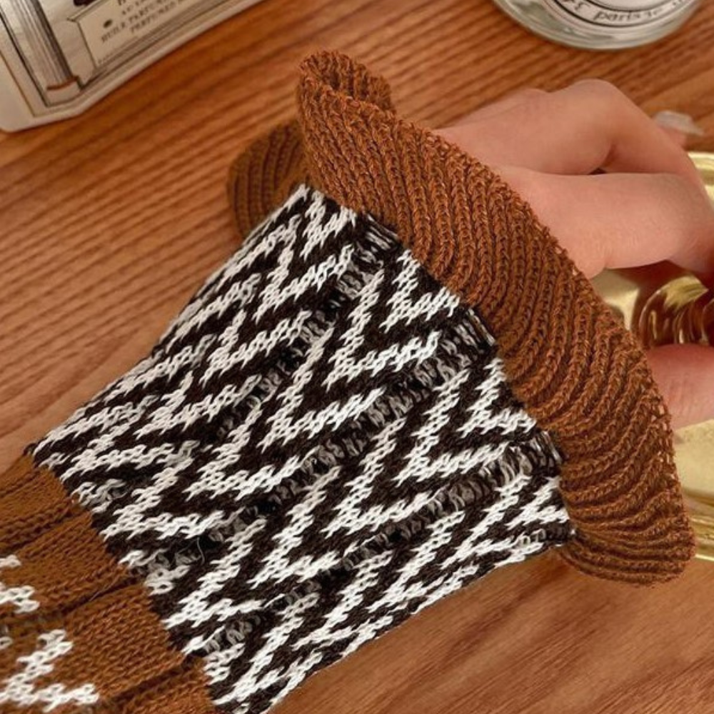 Striped Knit Maxi Dress Wool Blend Turtleneck Design - Product detail 4