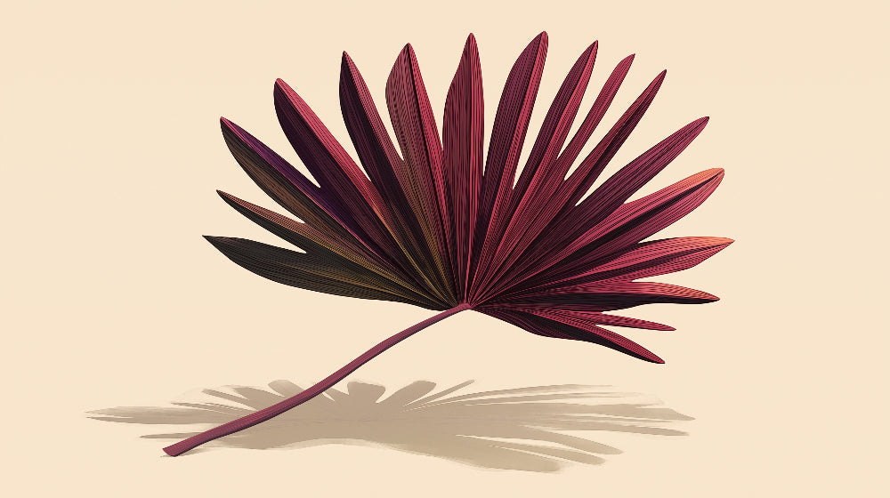 Burgundy palm leaf design file showing detailed botanical pattern and rich wine-colored tones
