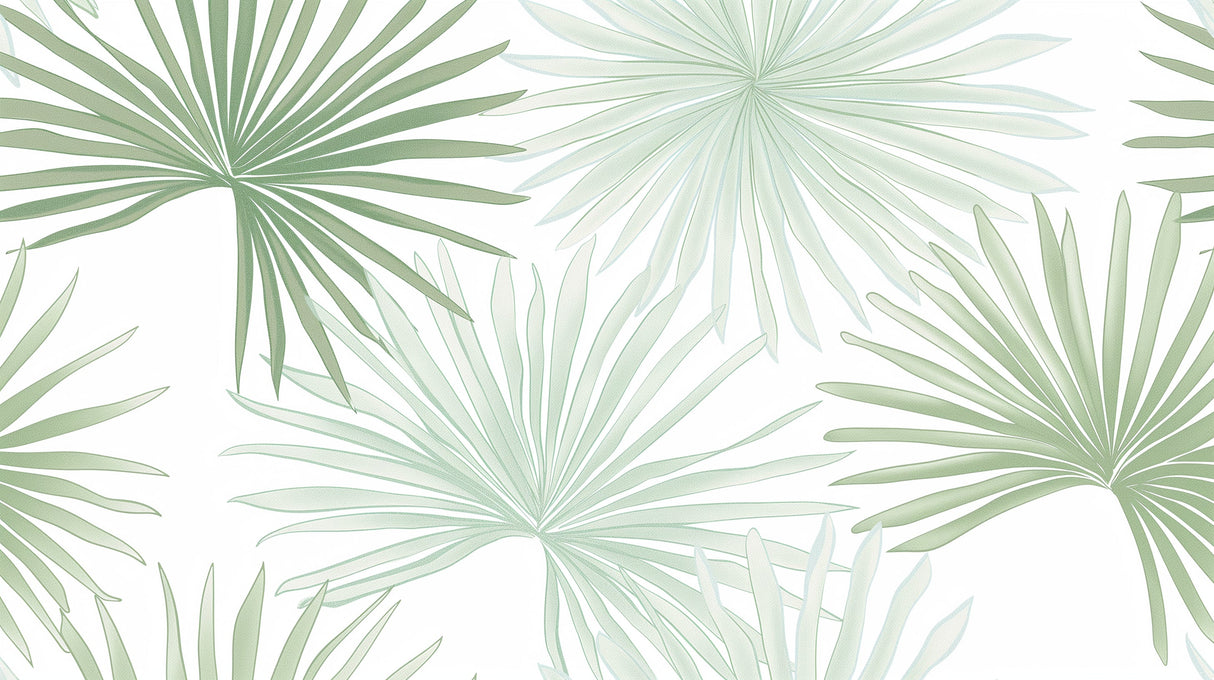 Modern living room featuring Palm Leaf Mural Wallpaper with minimalist furniture and natural light