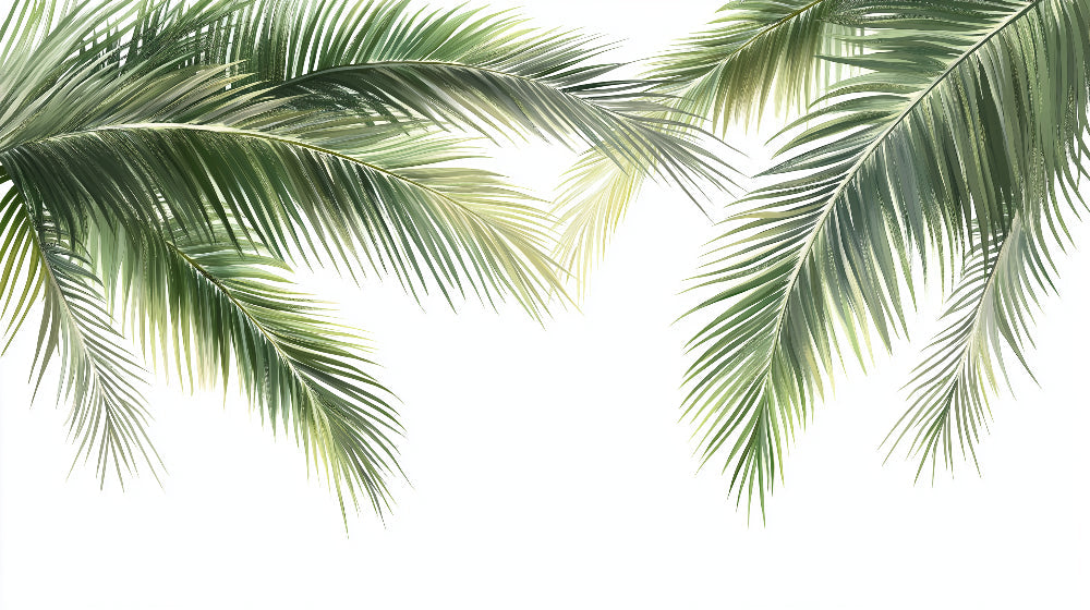 Tropical palm leaves wallpaper design file showing detailed green foliage pattern