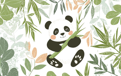 Panda and bamboo forest wallpaper design file showing full pattern details and color scheme