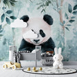 Panda wallpaper creating a peaceful atmosphere in a modern nursery with soft natural lighting