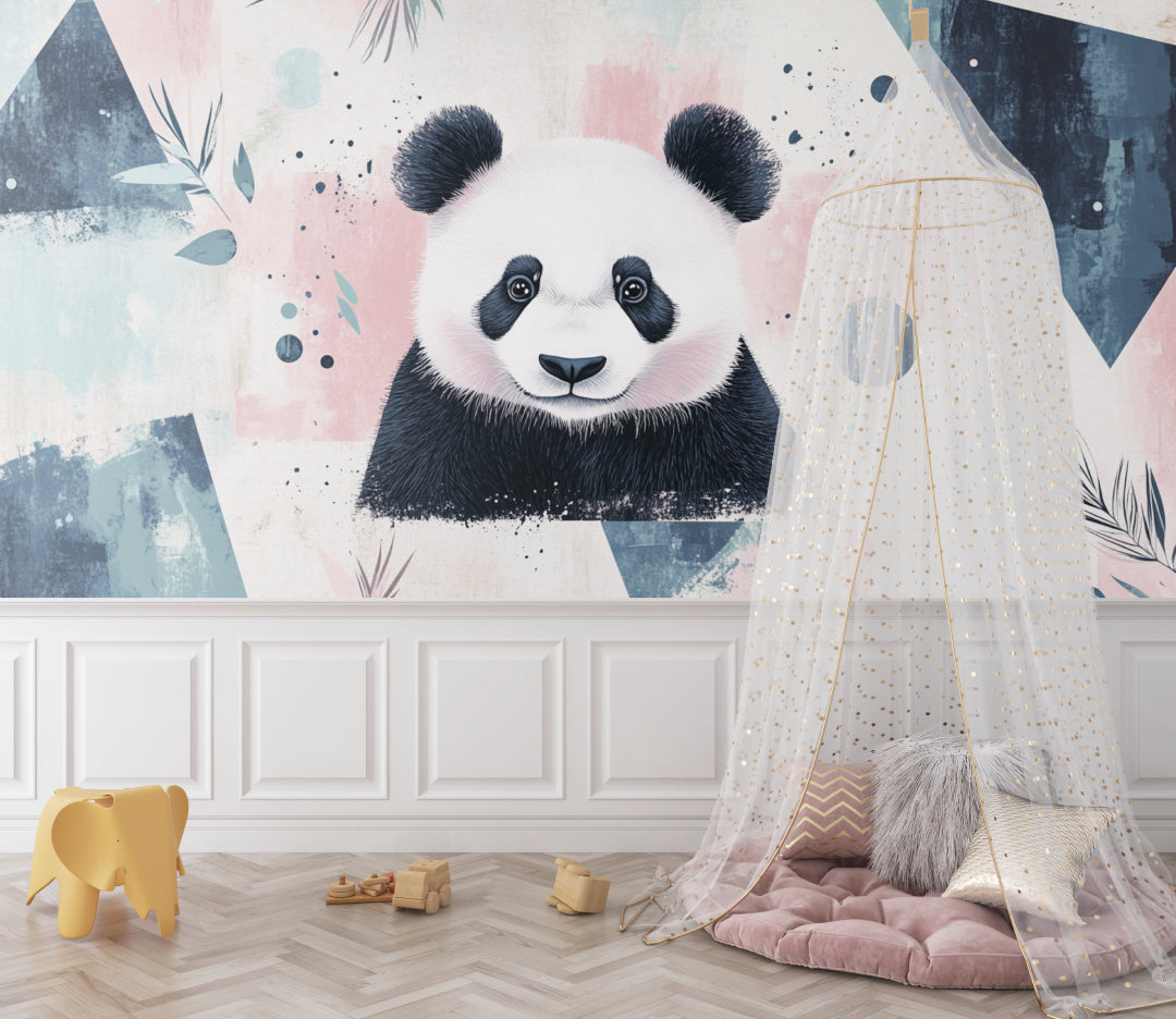 Panda wall mural adding character to a baby's nursery