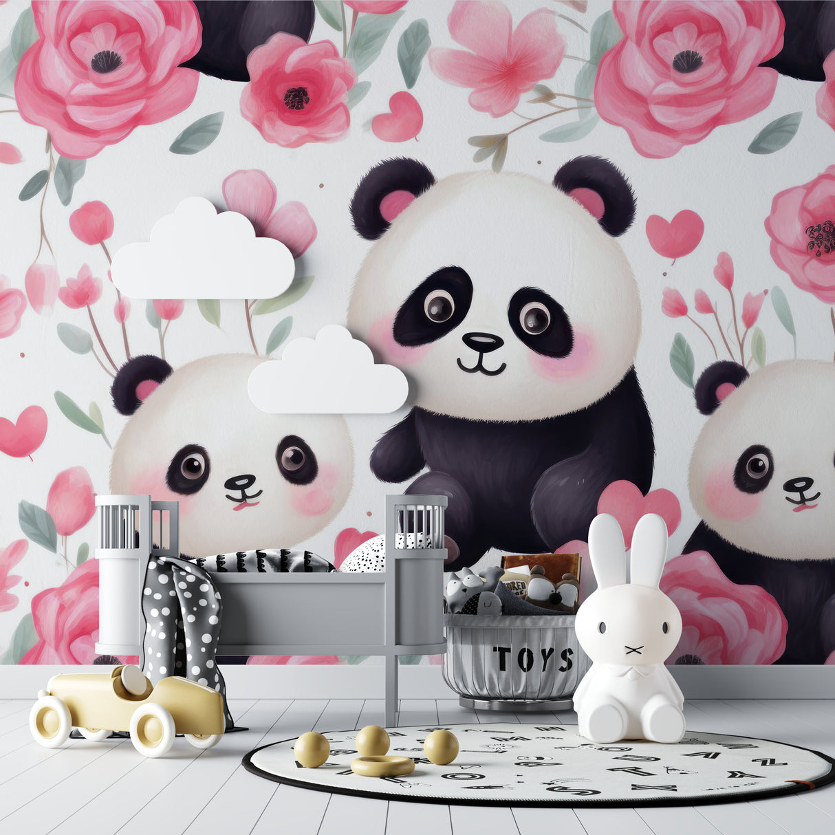 Panda Wall Mural creating a sweet atmosphere in a toddler's bedroom