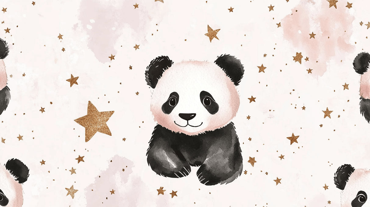 Panda and gold stars design file showing intricate pattern details