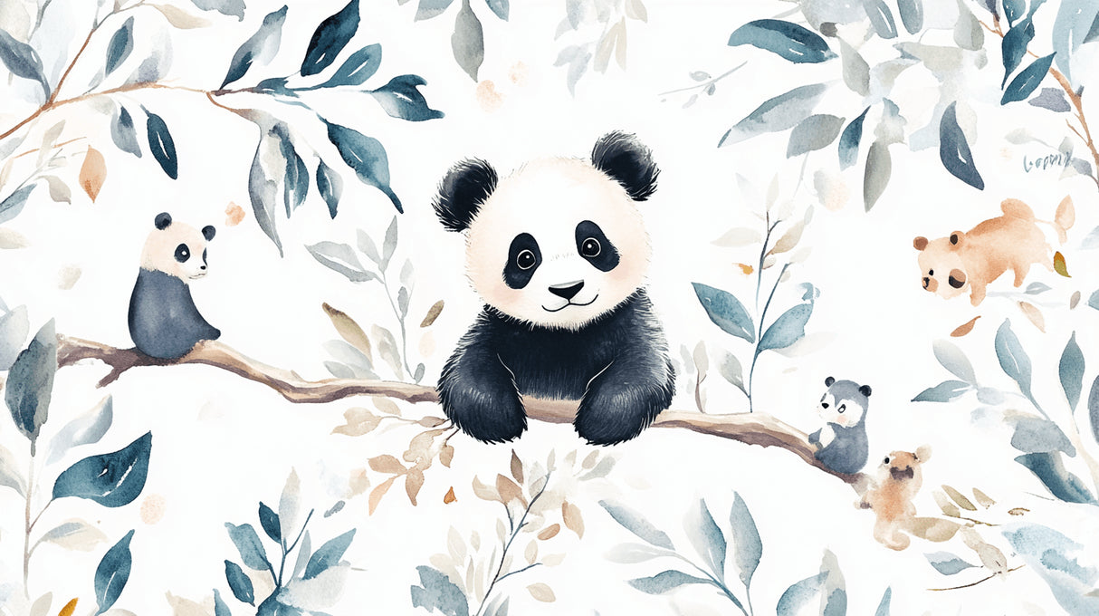Watercolor panda design file showing full pattern and color details