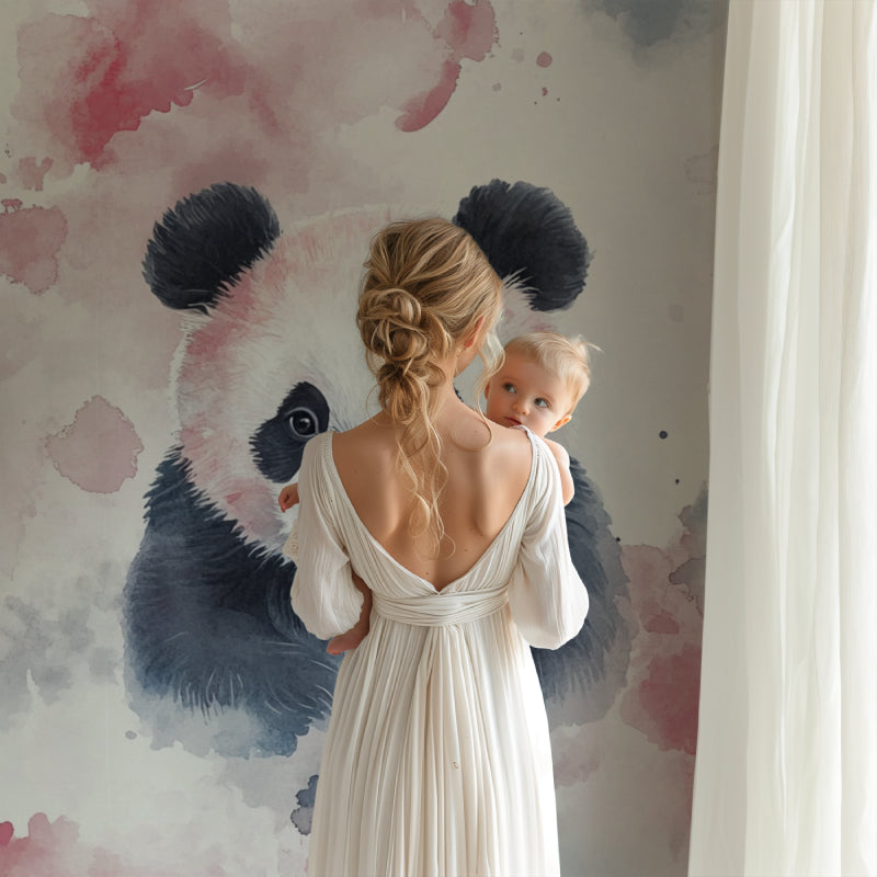 Panda wallpaper bringing charm to a Scandinavian-style children's room