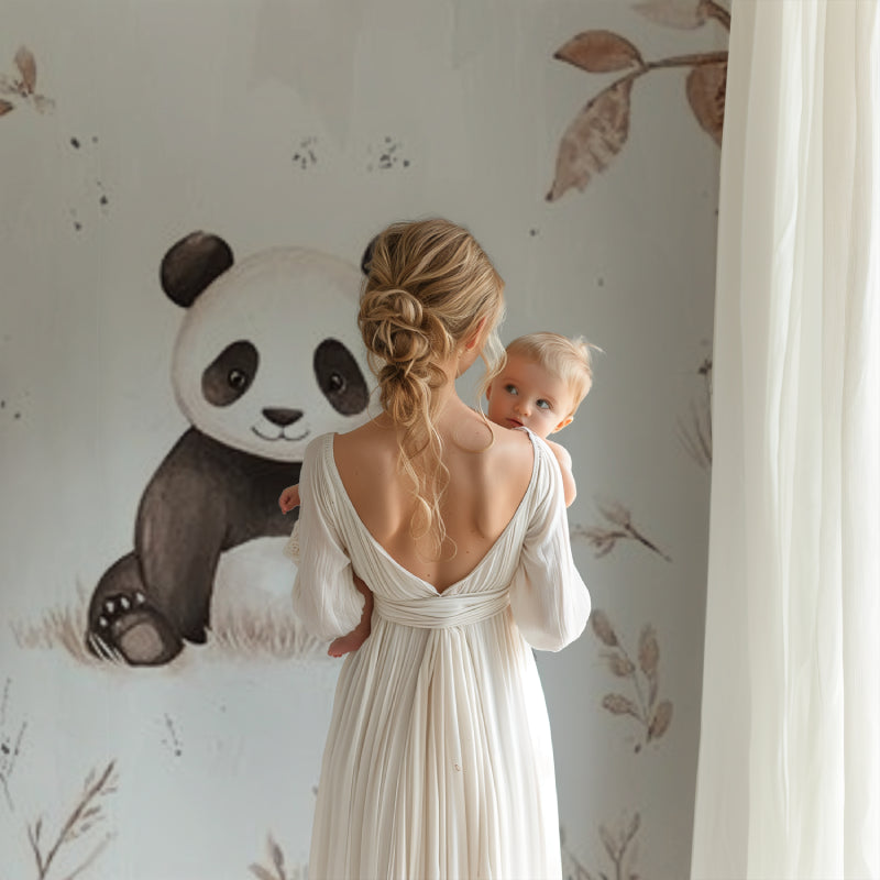 Forest animal wallpaper adding charm to baby's reading nook