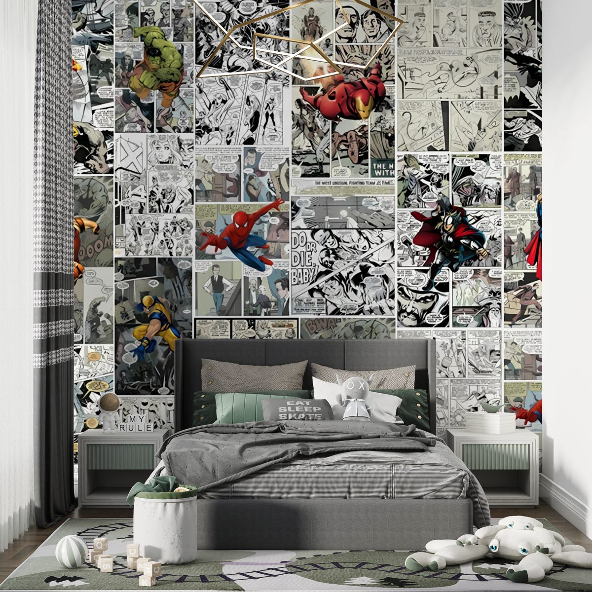Comic Book Mural Wallpaper | Marvel Superheroes Collection