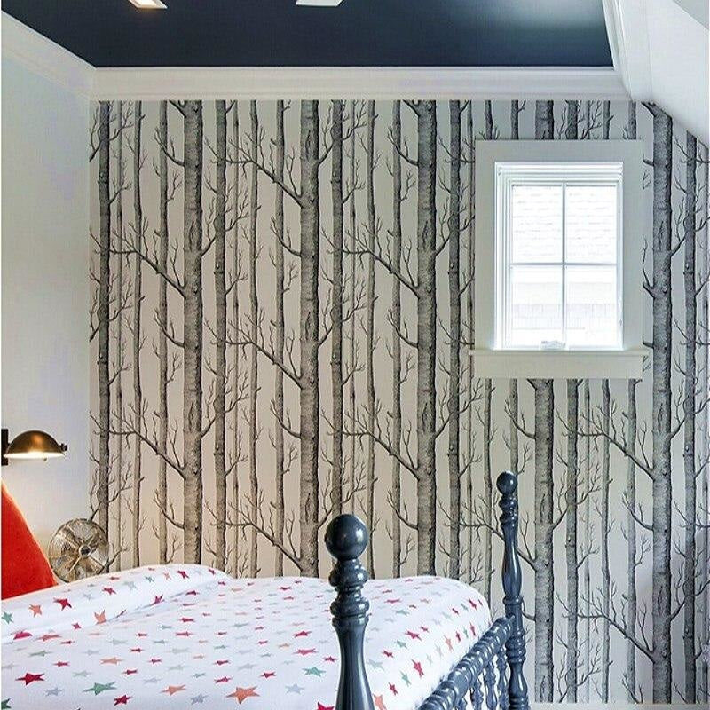 Forest Mural Wallpaper | Black and White Birch Trees Design