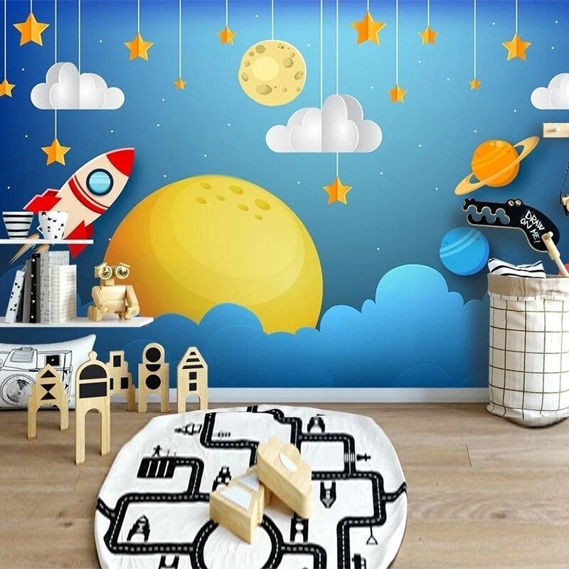 Space Mural Wallpaper | Kids Universe with Rocket and Stars