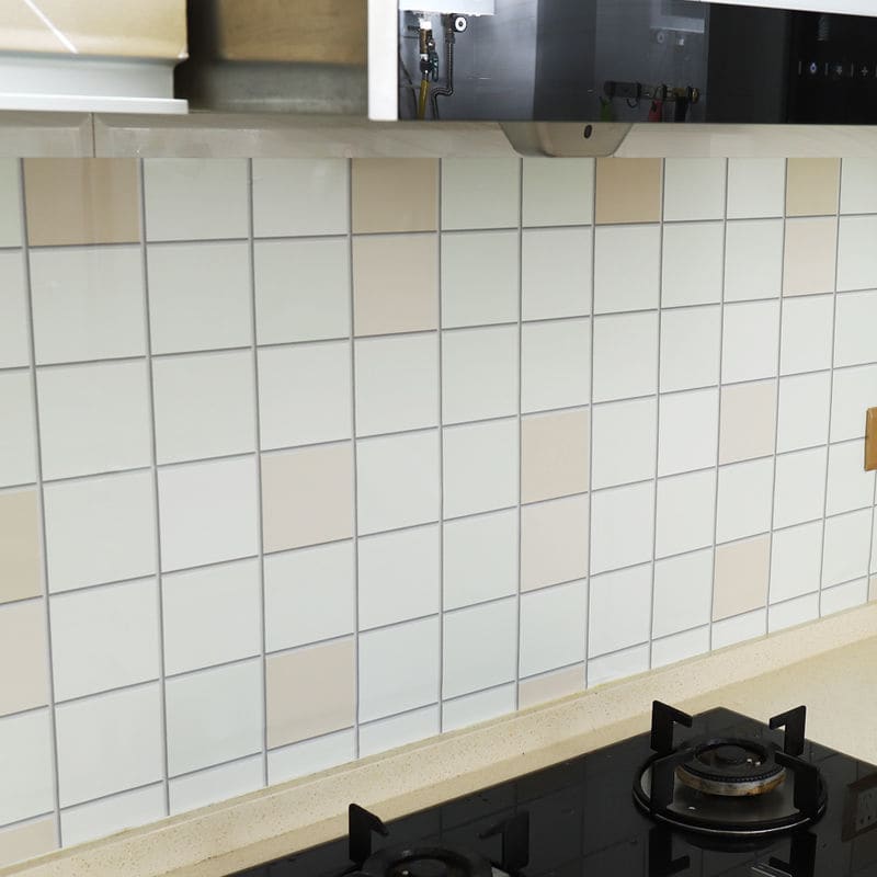 Geometric Mural Wallpaper | Modern White and Beige Tiles
