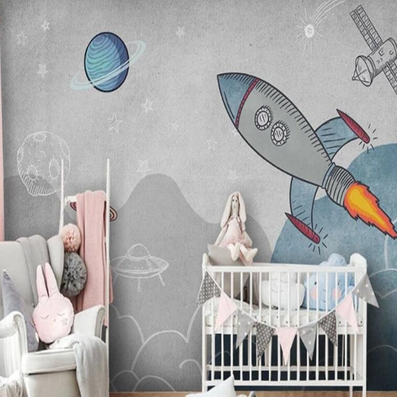Space Mural Wallpaper | Rocket Ship and Planets Adventure