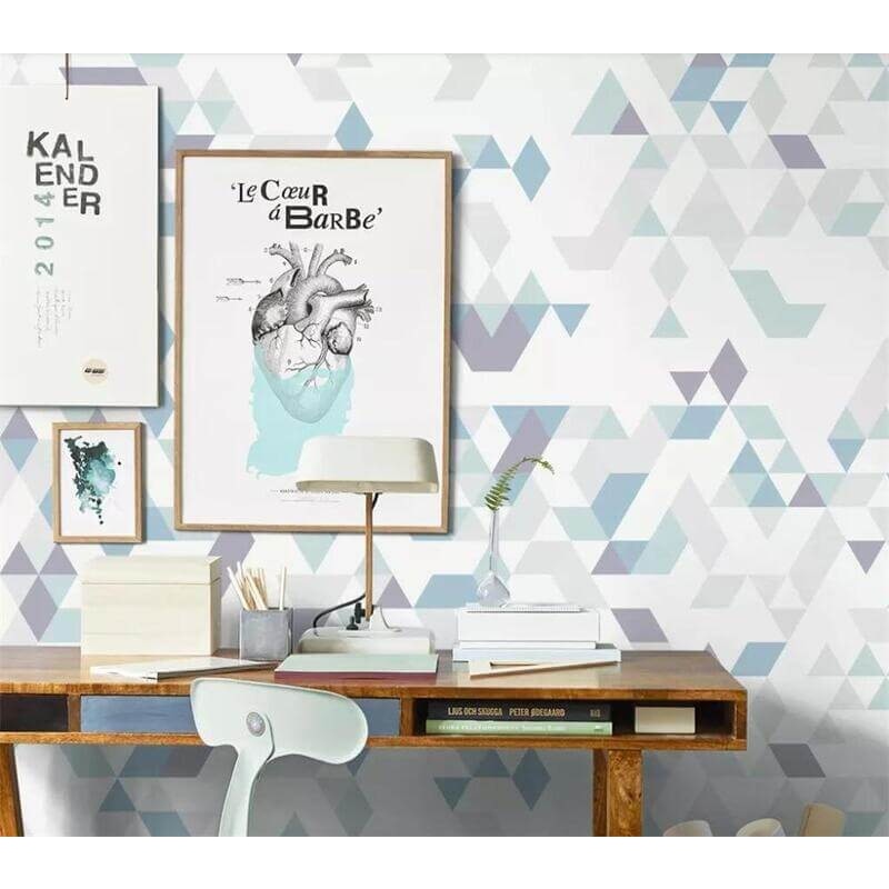 Geometric Mural Wallpaper | Nordic Pastel Triangles Pattern
