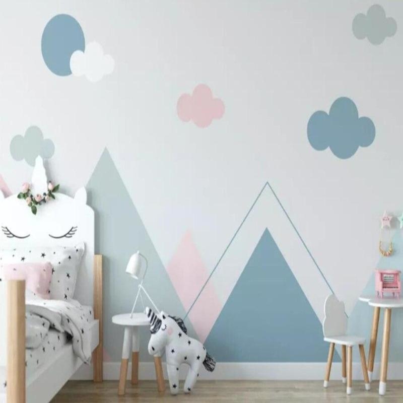 Cloud Mural Wallpaper | Mountain Pastel Nursery Design