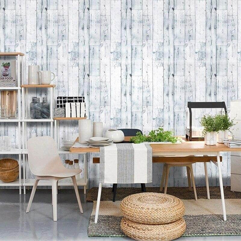 Wood Mural Wallpaper | Whitewashed Rustic Planks