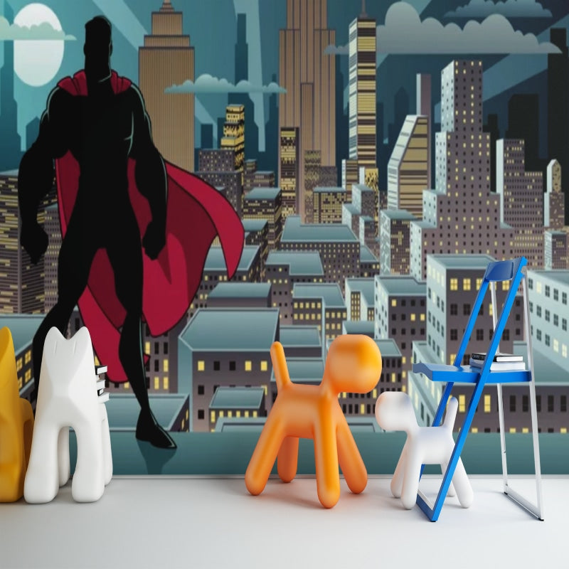 Superhero Mural Wallpaper | Night City Skyline Design
