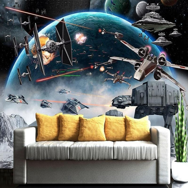 Space Battle Mural Wallpaper | Star Wars Epic Combat Scene