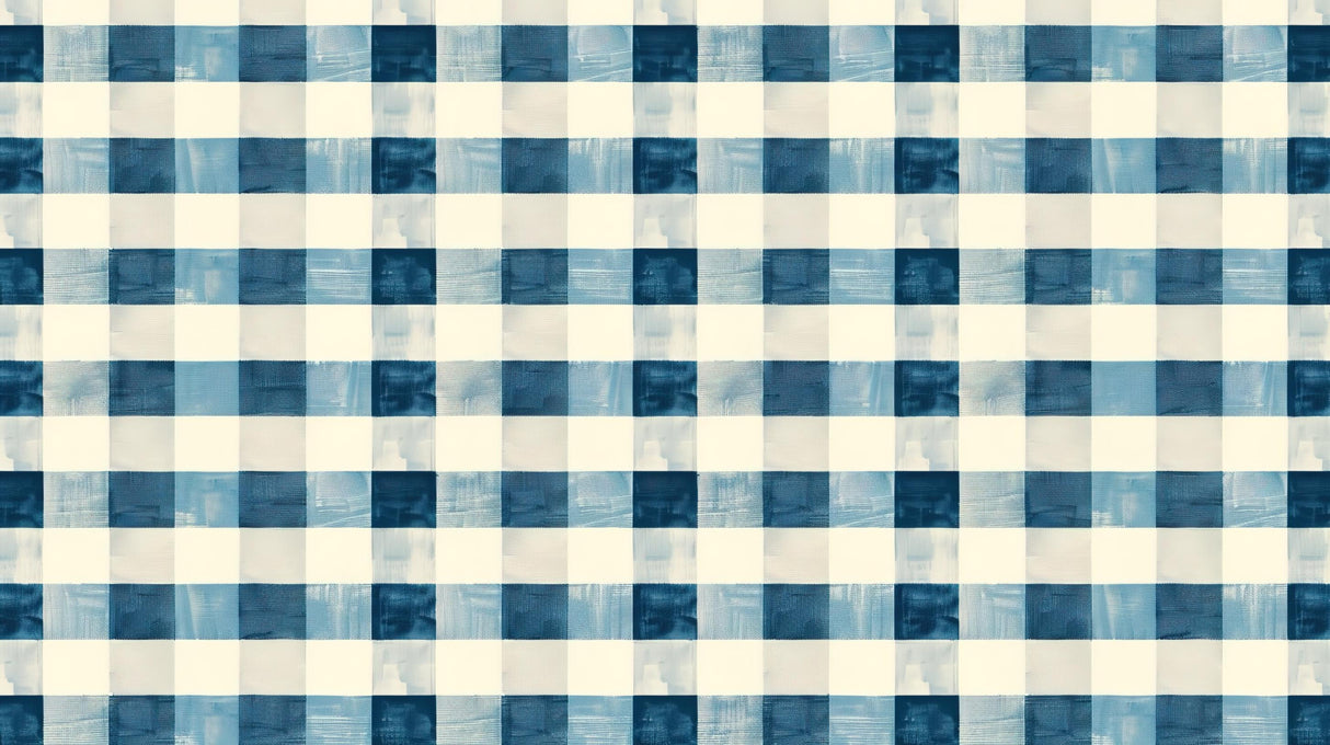 Blue and cream gingham pattern design file showing watercolor effect and detailed check pattern