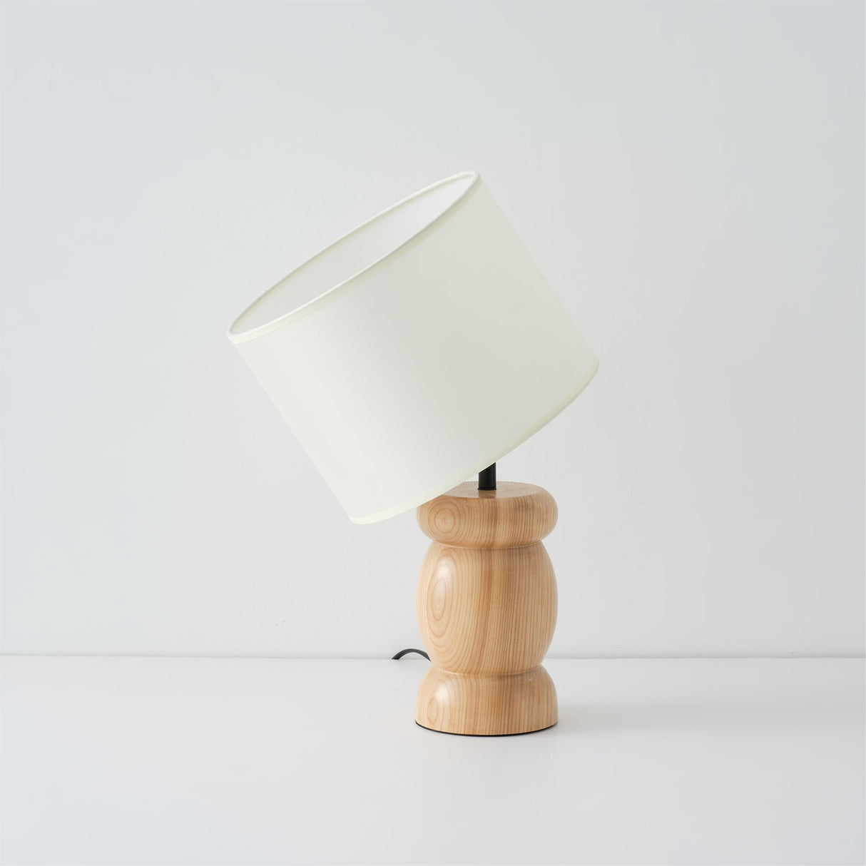 Natural Wood Table Lamp Stone-Shaped Base with Fabric Shade - Product detail 8