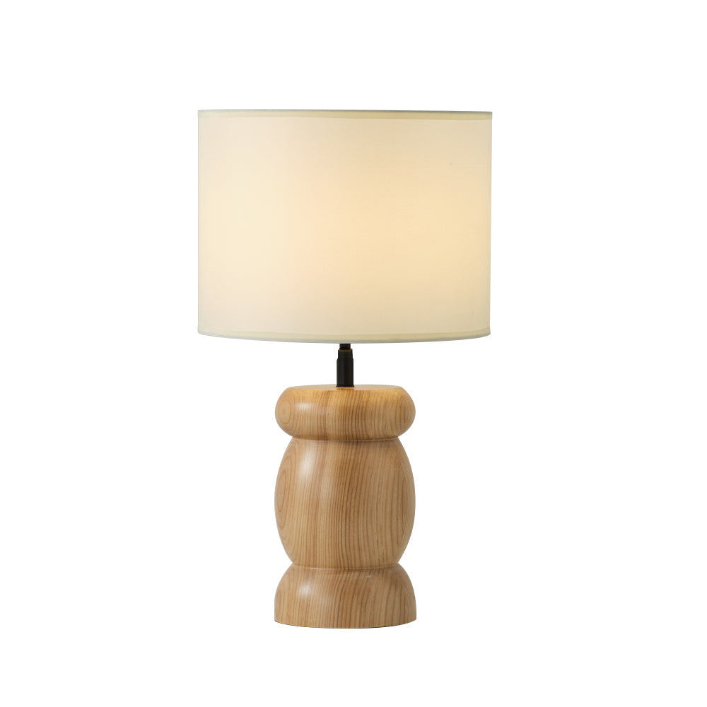 Natural Wood Table Lamp Stone-Shaped Base with Fabric Shade - Product detail 15