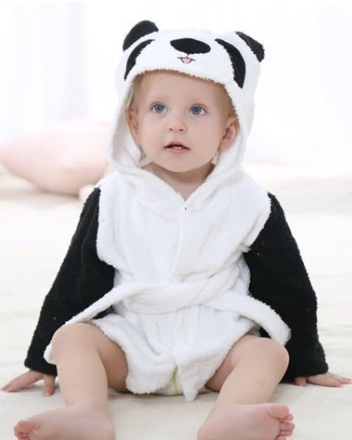 Kids Panda Bath Robe Soft Cotton Hooded Design - Product showcase
