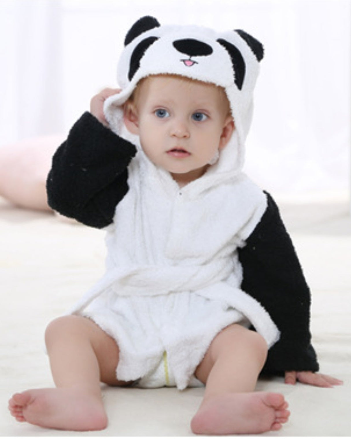 Kids Panda Bath Robe Soft Cotton Hooded Design - Product example