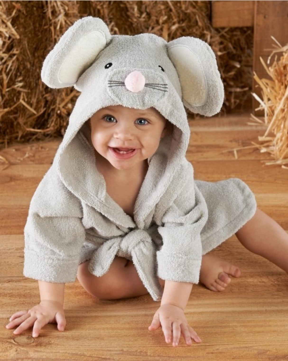 Baby Mouse Bathrobe Soft Cotton Hooded Design - Detailed view