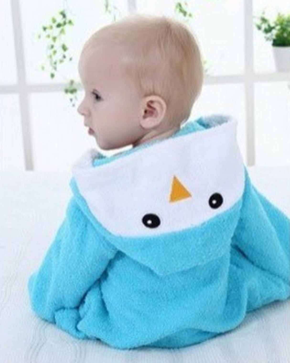 Baby Hooded Bathrobe  Penguin Design Cotton Terry - Detailed view
