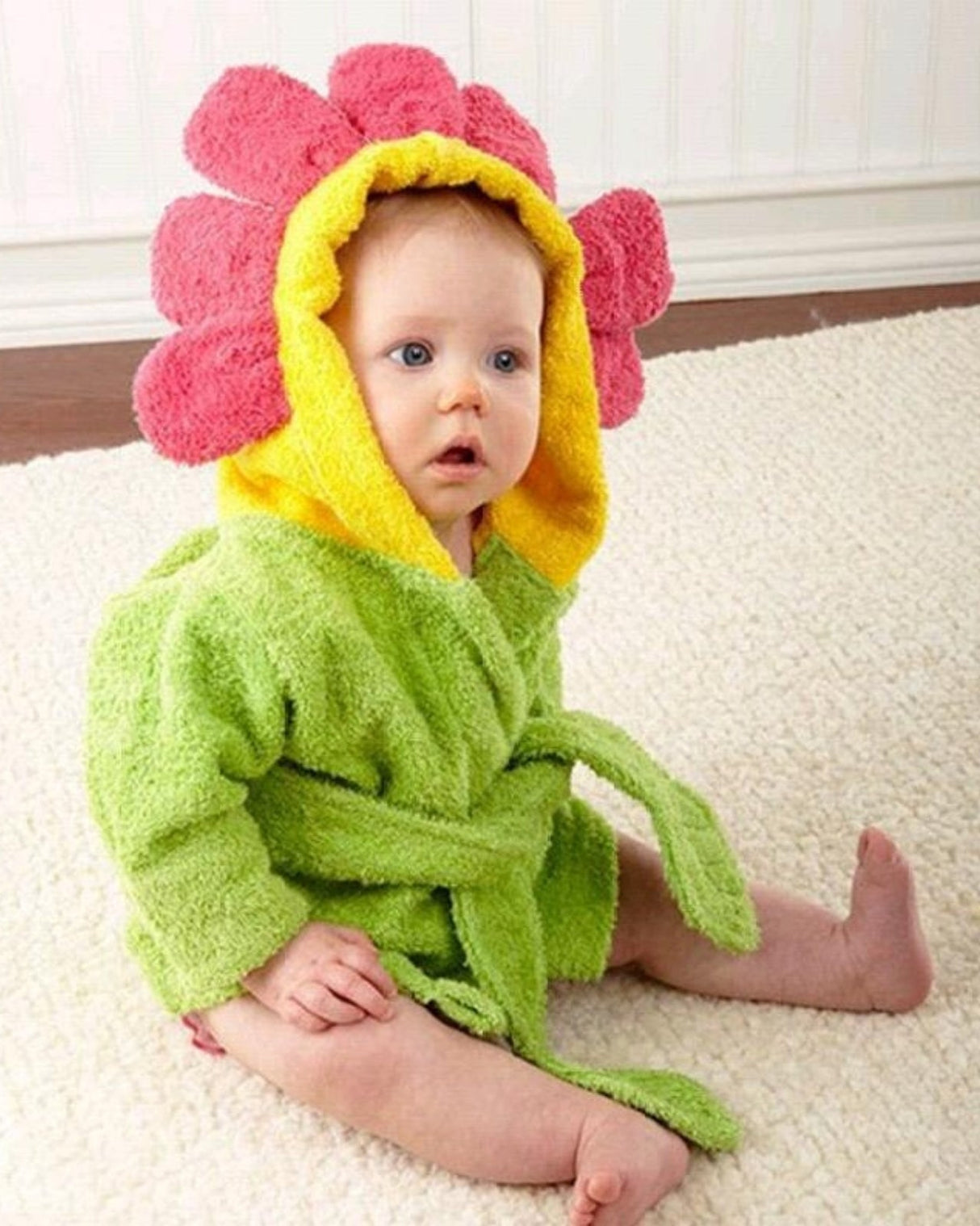 Baby Sunflower Bathrobe  Soft Cotton Terry Kids Robe - Product showcase