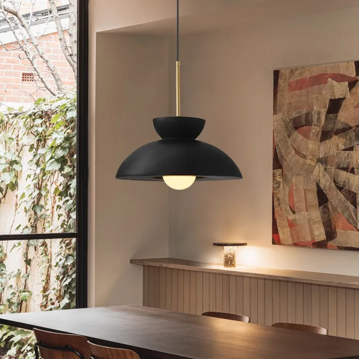 Modern Dome Pendant Light Green Metal Scandinavian Design - Detailed view