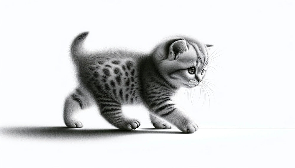 Black and white kitten design file showing detailed pencil illustration pattern