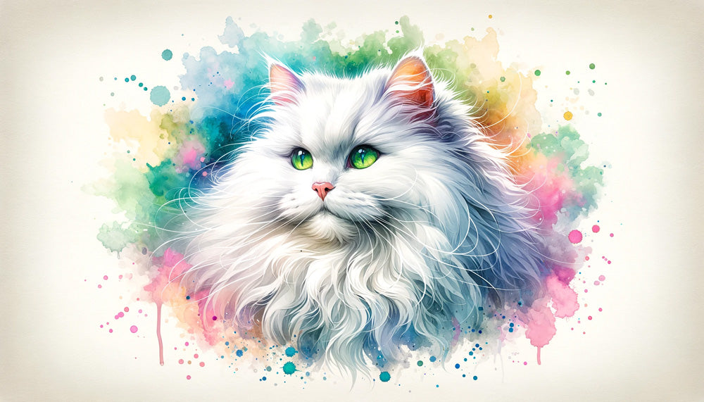 Watercolor cat with green eyes design file showing intricate artistic details and color palette