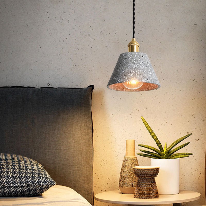 Industrial Cement Pendant Light Minimalist Gray Shade With Brass Fitting - Product detail 4