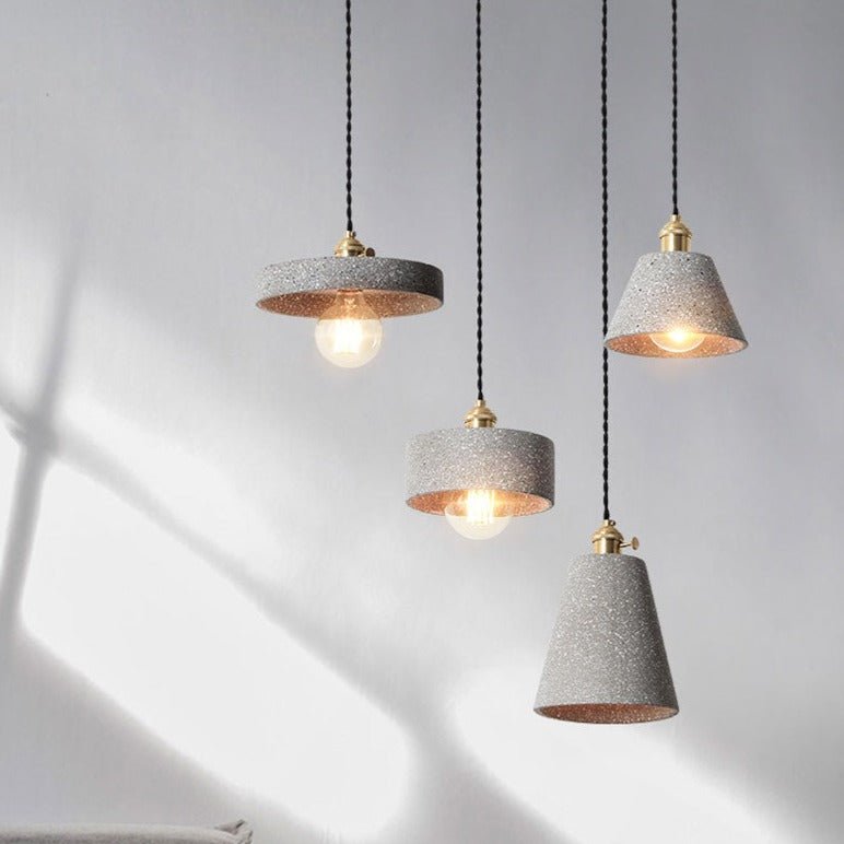 Industrial Cement Pendant Light Minimalist Gray Shade With Brass Fitting - Product detail 8