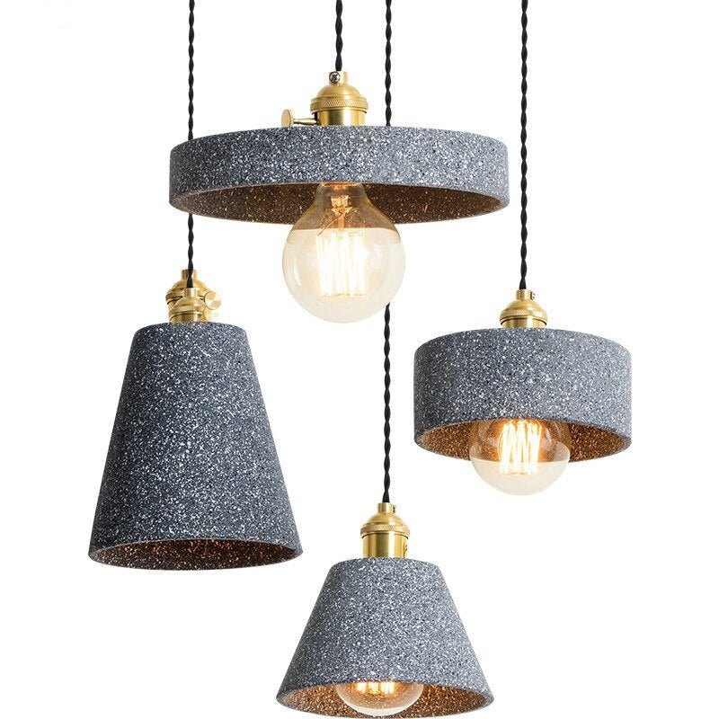Industrial Cement Pendant Light Minimalist Gray Shade With Brass Fitting - Product detail 9