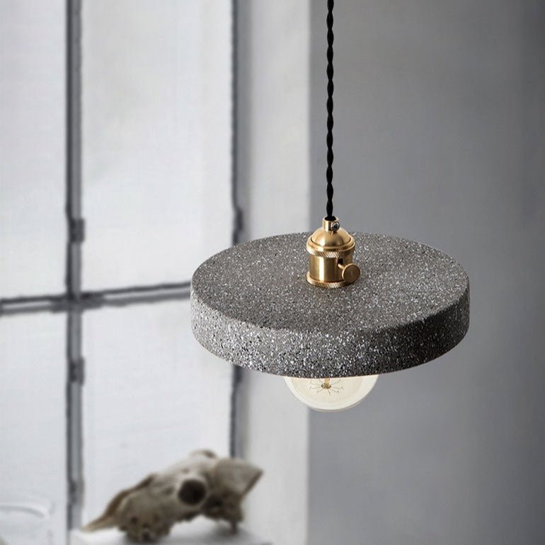 Industrial Cement Pendant Light Minimalist Gray Shade With Brass Fitting - Product detail 7
