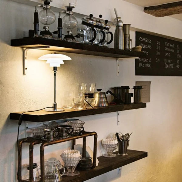 Modern Metal Table Lamp Multi-Level Glass Shade Design - Detailed view