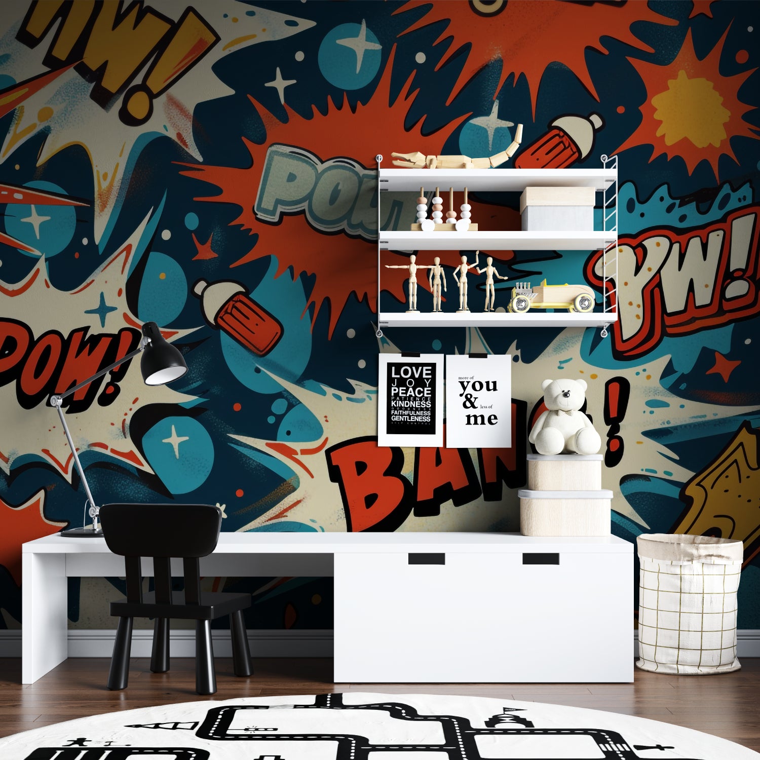 Nautical wallpaper creating a playful atmosphere in a coastal-themed playroom