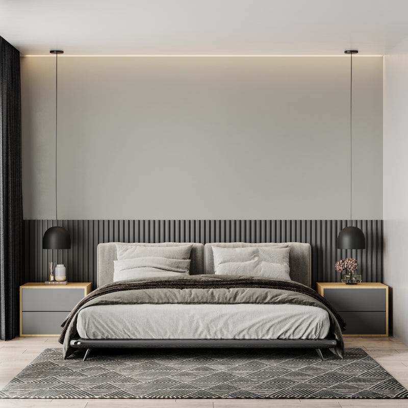 Home office space with plain beige wall mural creating focused work environment