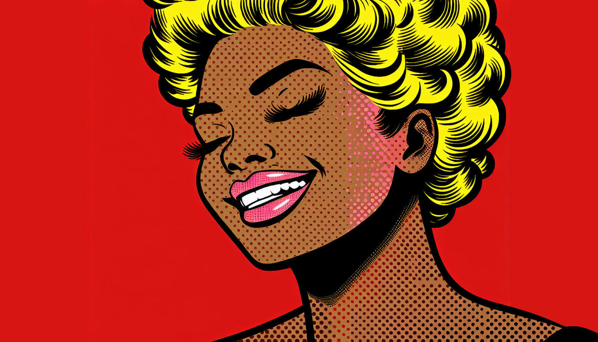 Pop art comic portrait design file showing vibrant colors and halftone pattern details