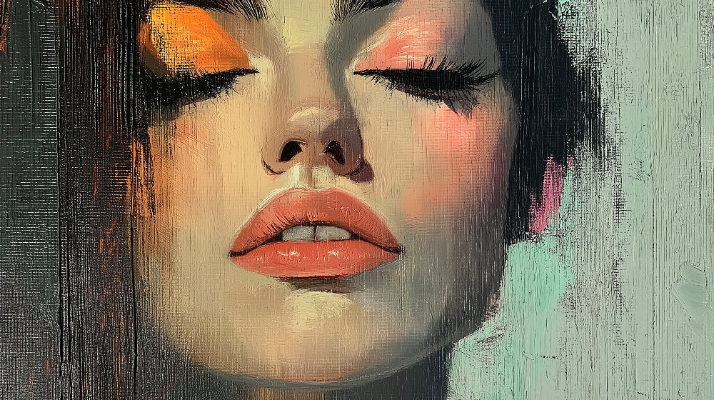 Portrait Mural Wallpaper design file showing detailed brushstrokes and vibrant color palette