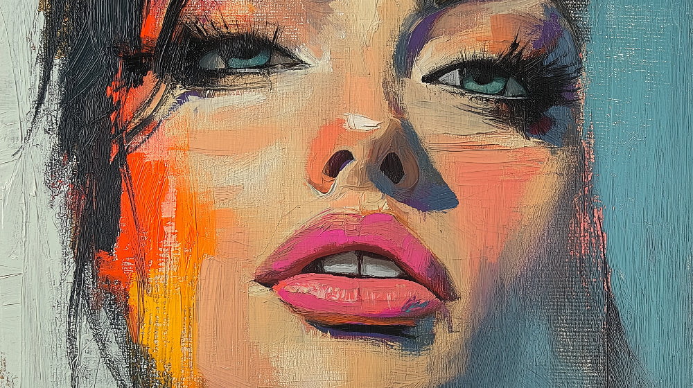 Portrait face art design file showing vibrant color blend and artistic brushstrokes