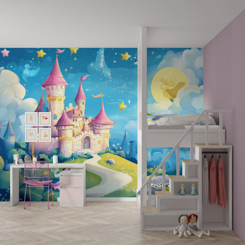 Princess mural showcased in a modern girl's bedroom design