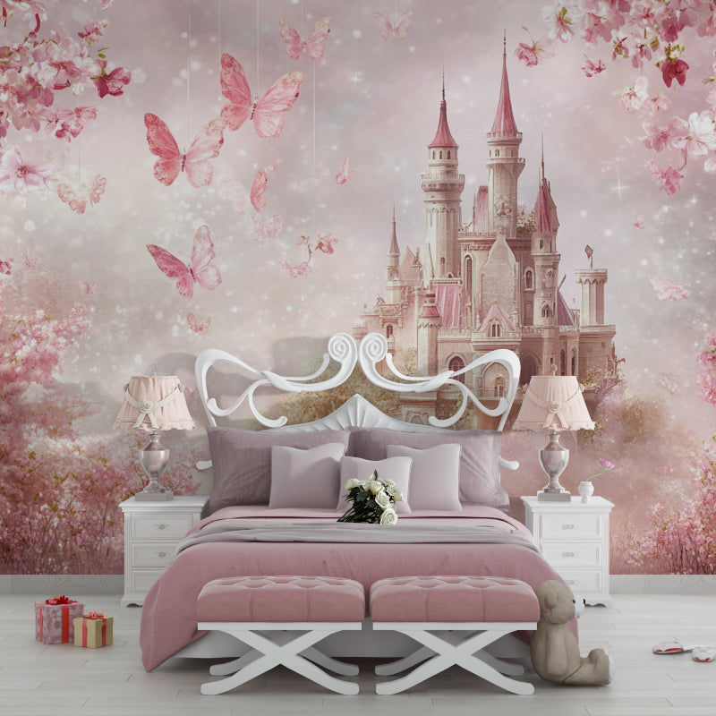 Princess mural wallpaper showcased in a modern children's bedroom