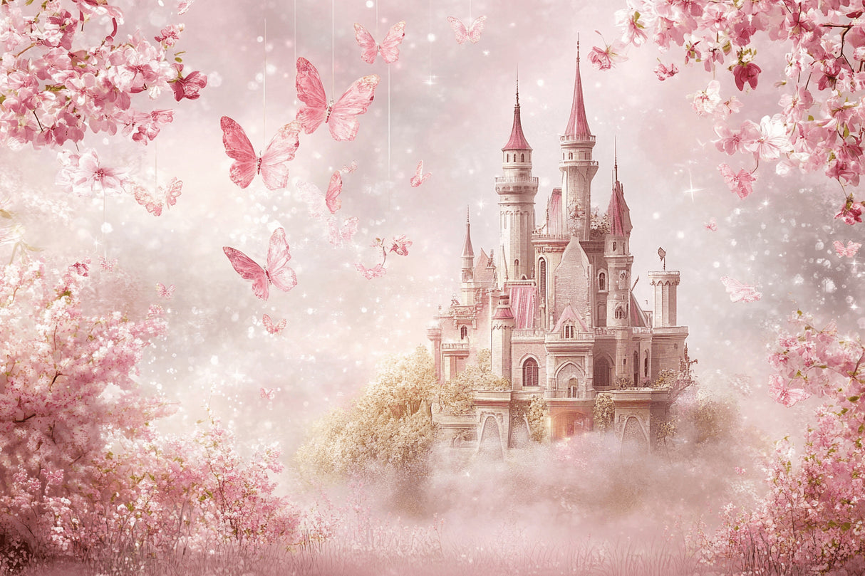 Princess castle with pink butterflies design file showing intricate pattern details