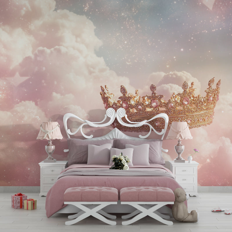Royal crown mural displayed in baby girl nursery