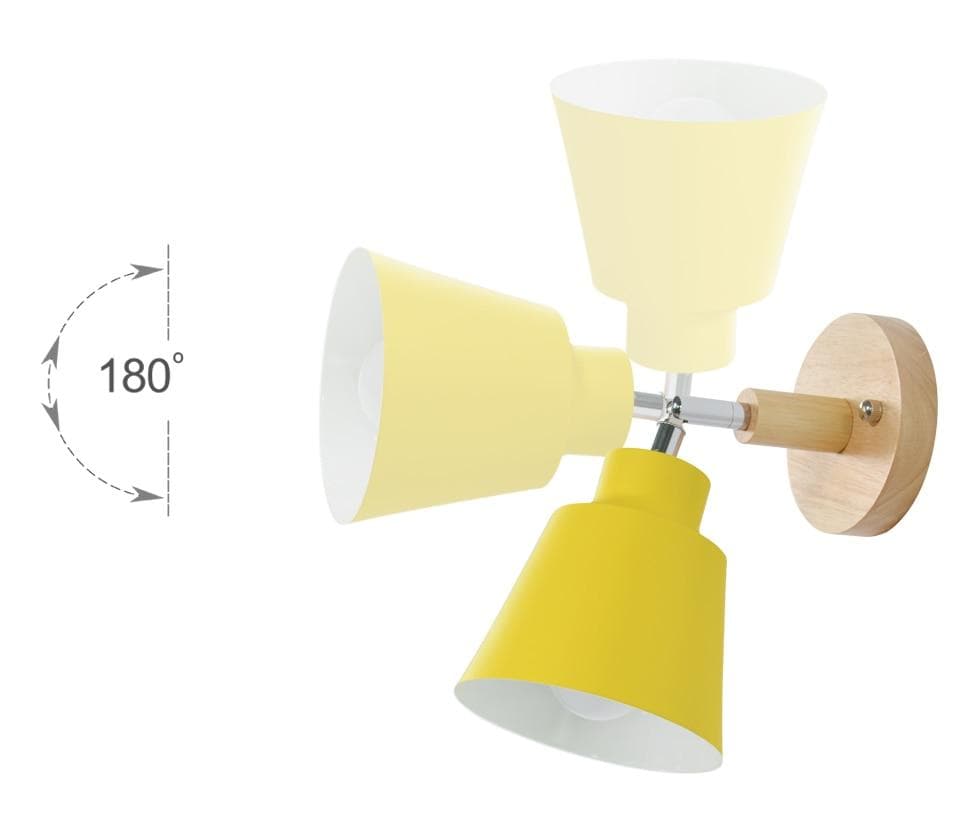 Adjustable Wall Light  Wooden Base With Pull Chain - Detailed view